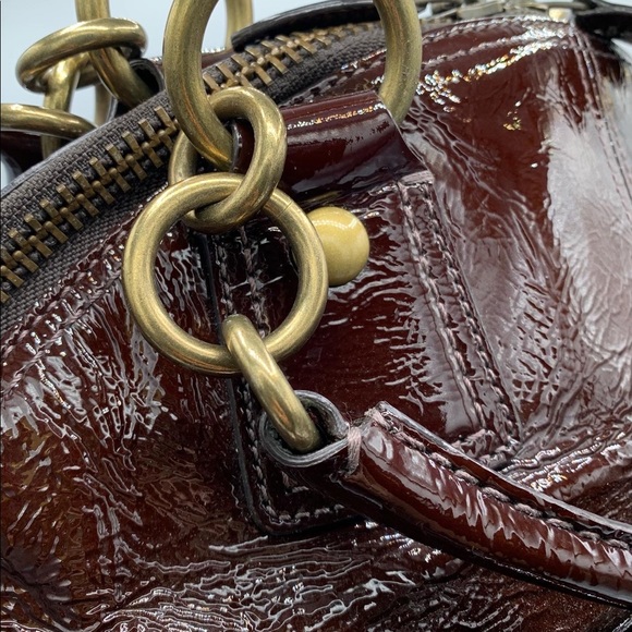 $3️⃣5️⃣0️⃣COACH  Francine Maroon/Burgundy Patent Leather Satchel - Picture 7 of 10